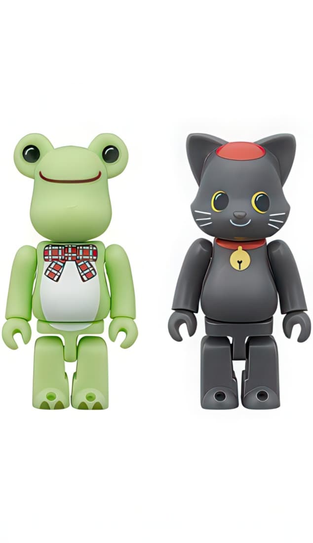 Bearbrick Pickles The Frog And Pierre the Black Cat Set Of Two 100% - 1