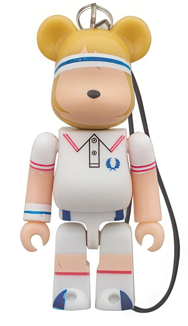 Bearbrick Lipton Smart Times Milk Tea Fred Perry Tennis Keychain 70% - 1